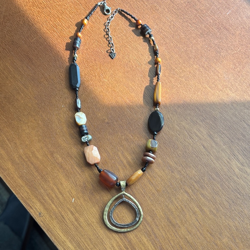 Silpada Multicolor Beaded Necklace with Gold Pendant